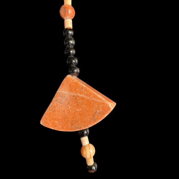 Handmade Red Jasper Black Bead Tribal Necklace Geometric Stone Jewelry Gift - Picture 5 of 9